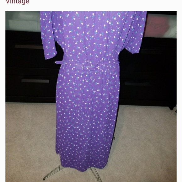 Vintage Sheer Dress w/ Tulip Design & Waist Belt - Picture 3 of 5